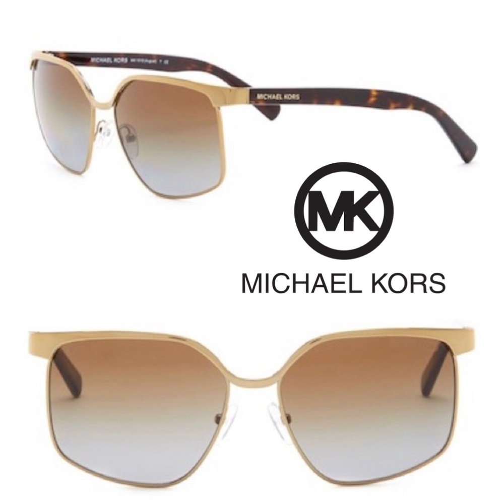 Michael Kors Square Pale Gold Sunglasses with Box